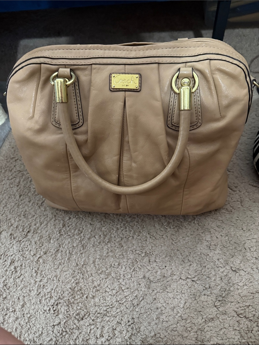 Coach Beige Leather Satchel with Gold Hardware